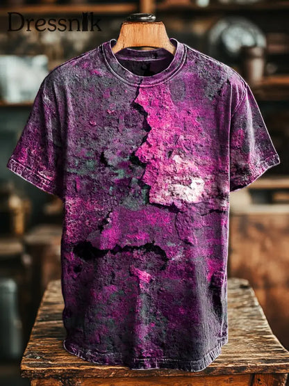 Unisex Retro-Alter Rost gedruckt lässig lose Kurzarm T-Shirt Rose Pink / 4XL