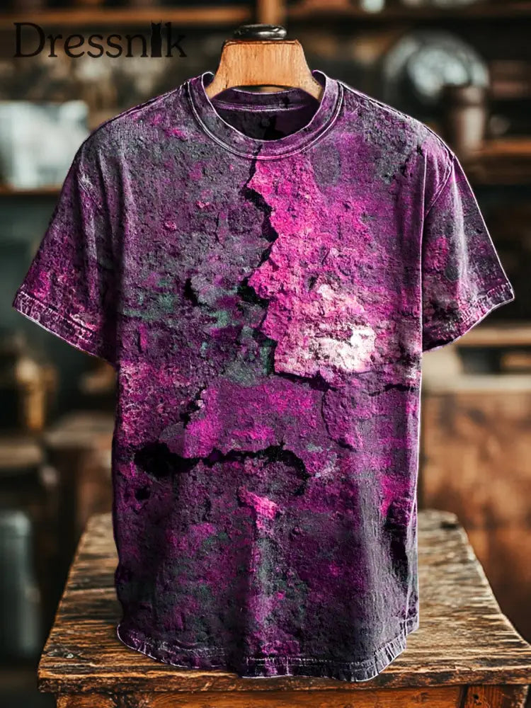 Unisex Retro-Alter Rost gedruckt lässig lose Kurzarm T-Shirt Rose Pink / XL