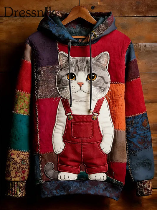 Unisex Retro Tier Kunst Print Bequemes Casual Sweatshirt A / S