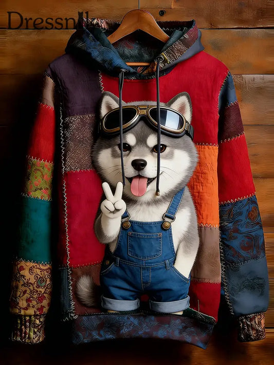 Unisex Retro Tier Kunst Print Bequemes Casual Sweatshirt A / S