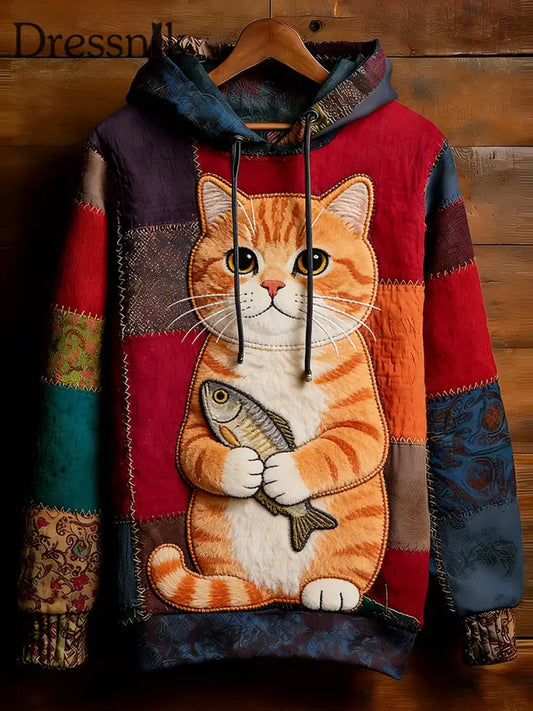 Unisex Retro Tier Kunst Print Bequemes Casual Sweatshirt A / S