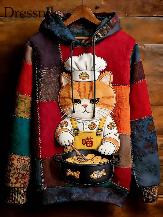 Unisex Retro Tier Kunst Print Bequemes Casual Sweatshirt A / S