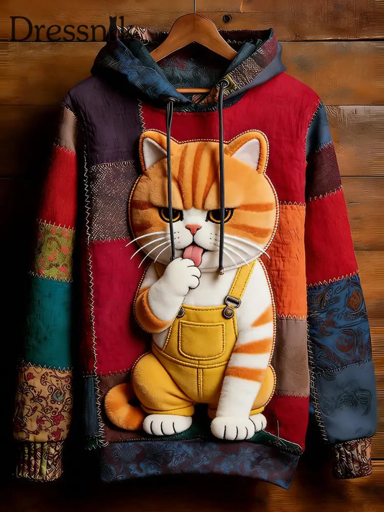 Unisex Retro Tier Kunst Print Bequemes Casual Sweatshirt A / S