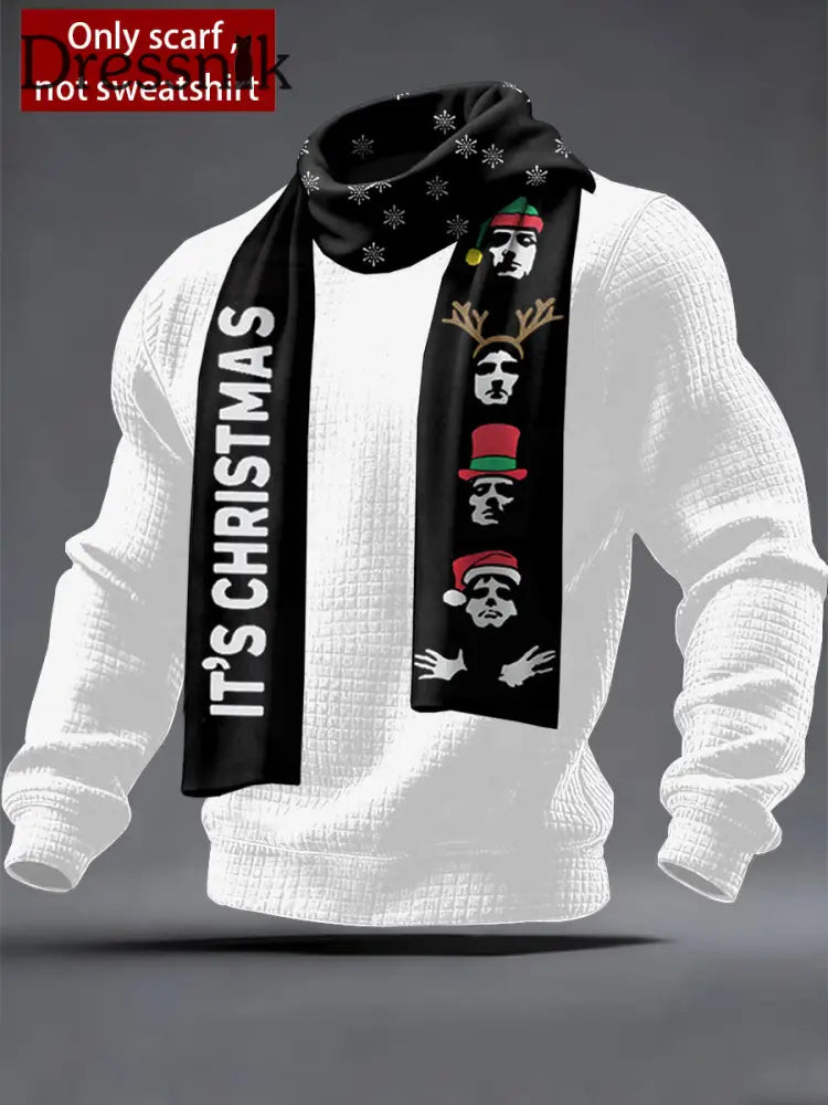 Unisex Rock Band inspirierter Weihnachts schal Schwarz / EINS