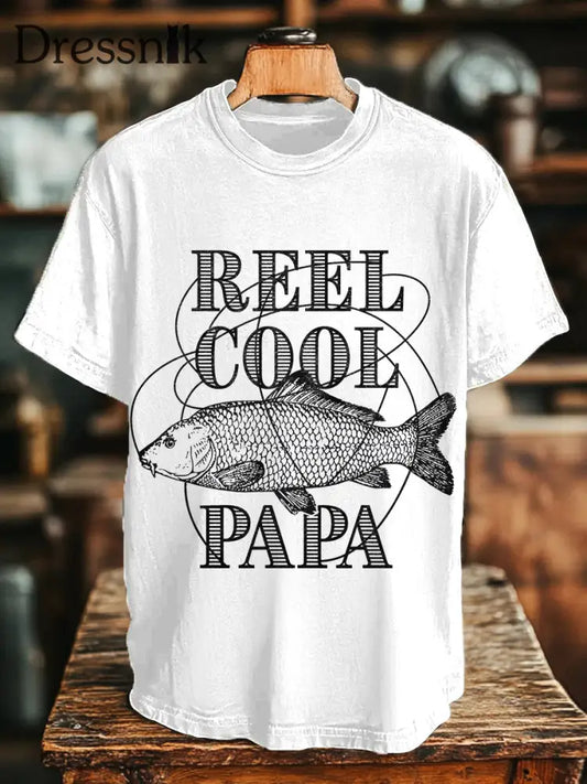 Unisex Rolle coole Papa Angeln T-Shirts Weiß / S