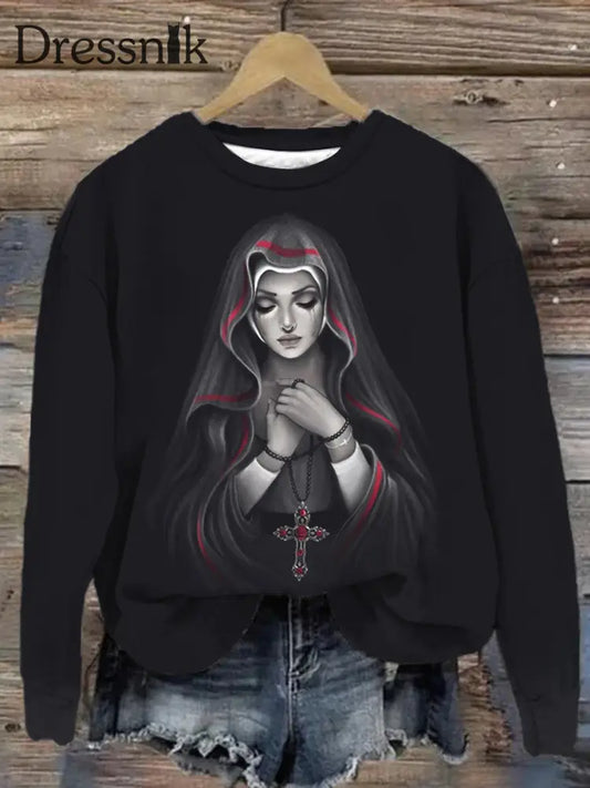 Unisex Saint Betende Kunst Abstrakter Druck Sweatshirt Schwarz / S