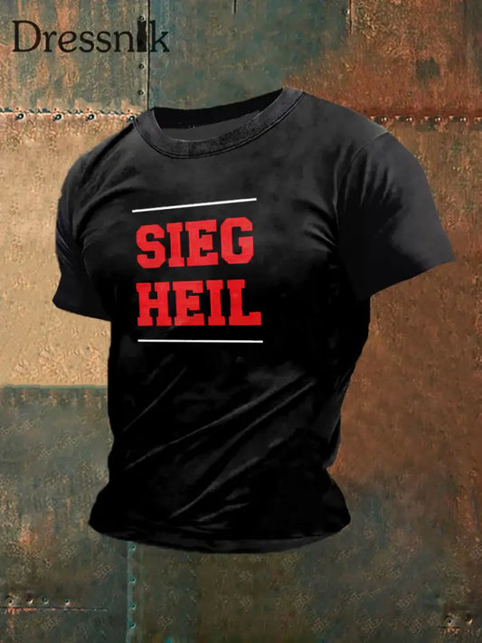 Unisex Sieg Heil gedruckt Vintage Mode Kurzarm T-Shirt Schwarz / S