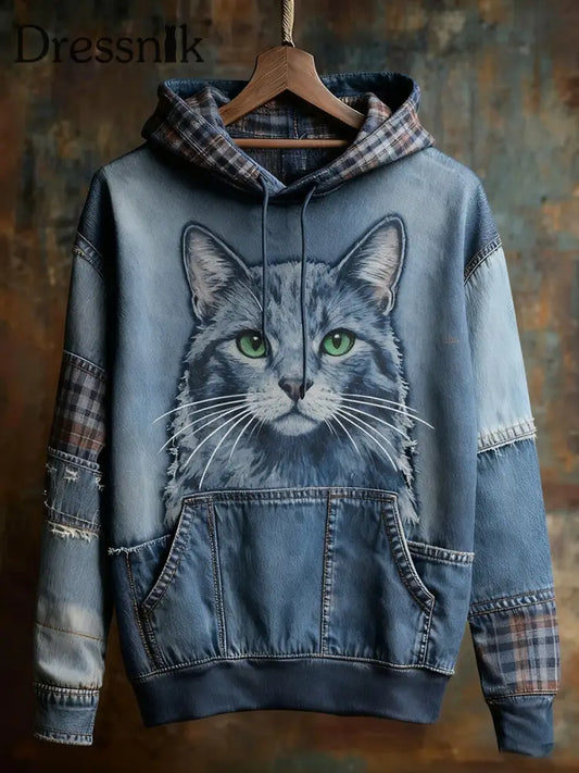 Unisex Tier kunst druck Casual Vintage Hoodie A / S