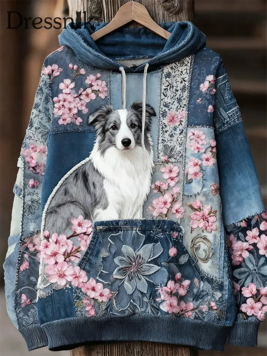 Unisex Tier kunst druck Casual Vintage Hoodie A / S