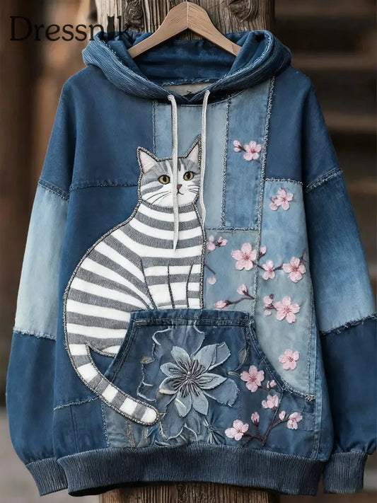 Unisex Tier kunst druck Casual Vintage Hoodie A / S