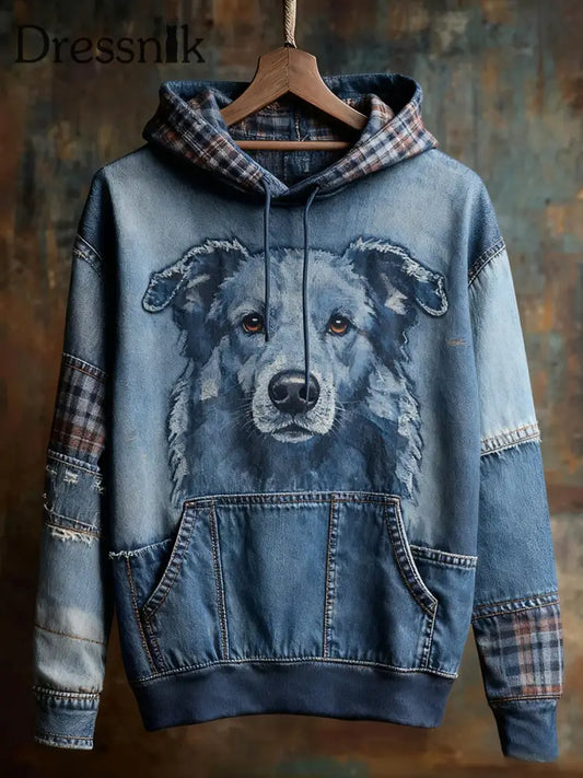 Unisex Tier kunst druck Casual Vintage Hoodie A / S