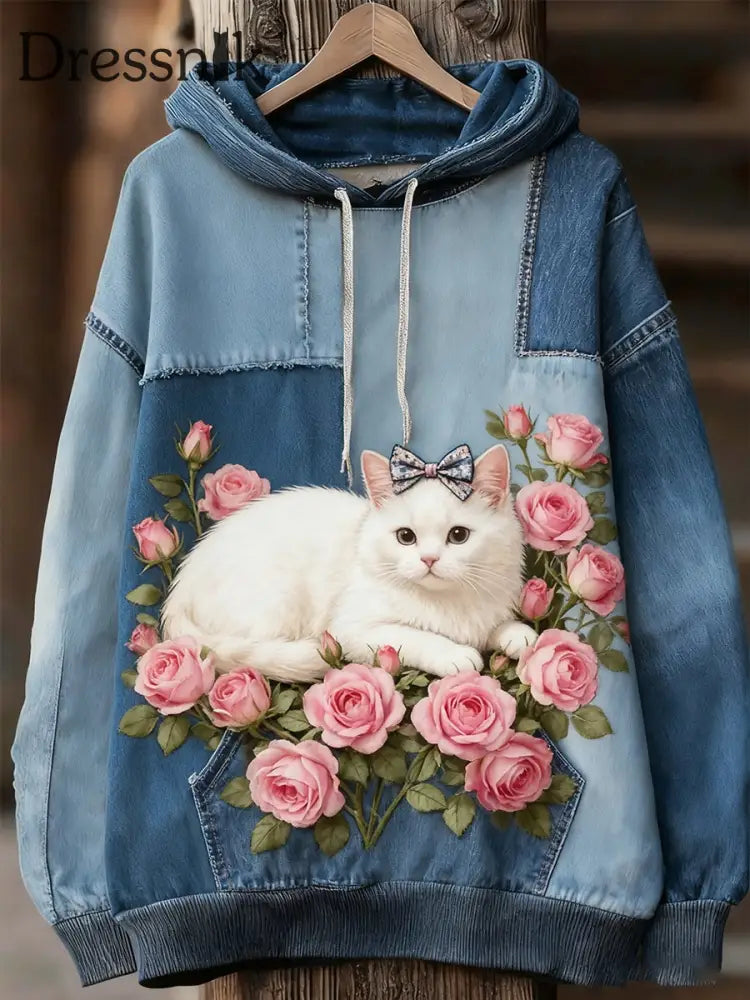 Unisex Tier kunst druck Casual Vintage Hoodie A / S