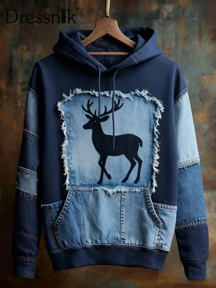 Unisex Tier kunst druck Casual Vintage Hoodie A / S