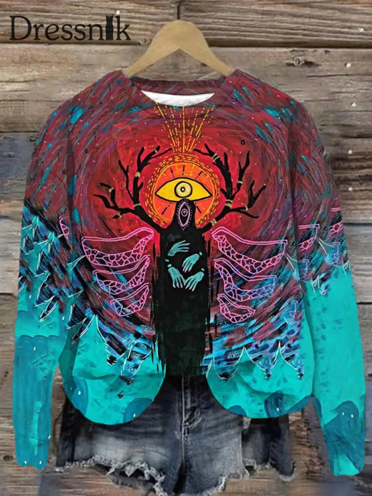 Unisex Tribal Kunst Abstrakter Druck Sweatshirt Blau / S