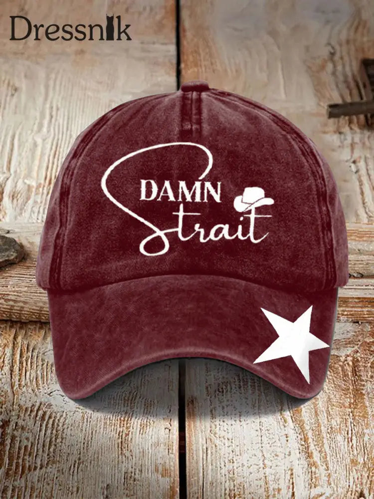 Unisex Verdammte Straße Country Musik Fan Design Print Hut Weinrot / JM