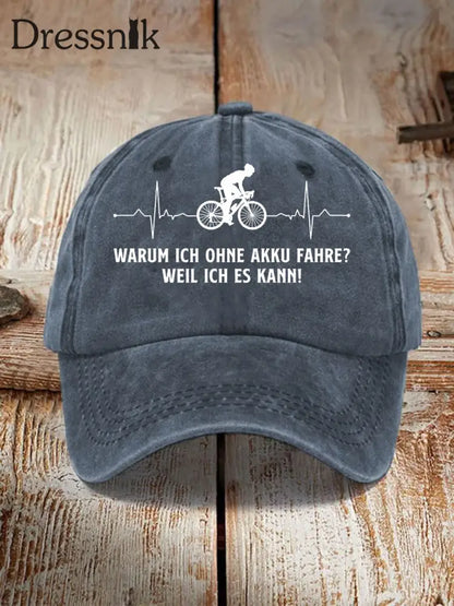 Unisex Warum Ich Ohne Akku Fahre Print Hut Marineblau / JM