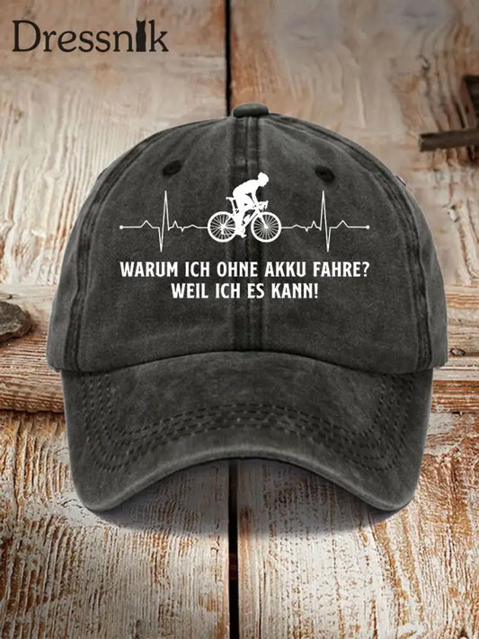 Unisex Warum Ich Ohne Akku Fahre Print Hut Schwarz / JM