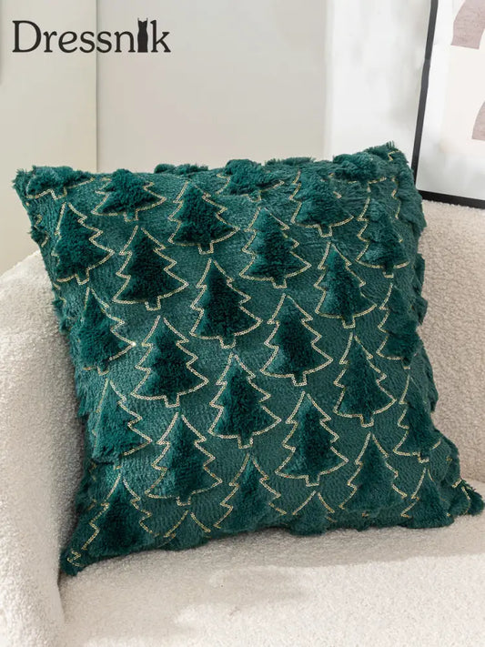 Unisex Weihnachts bedrucktes Kissen grün / EINS