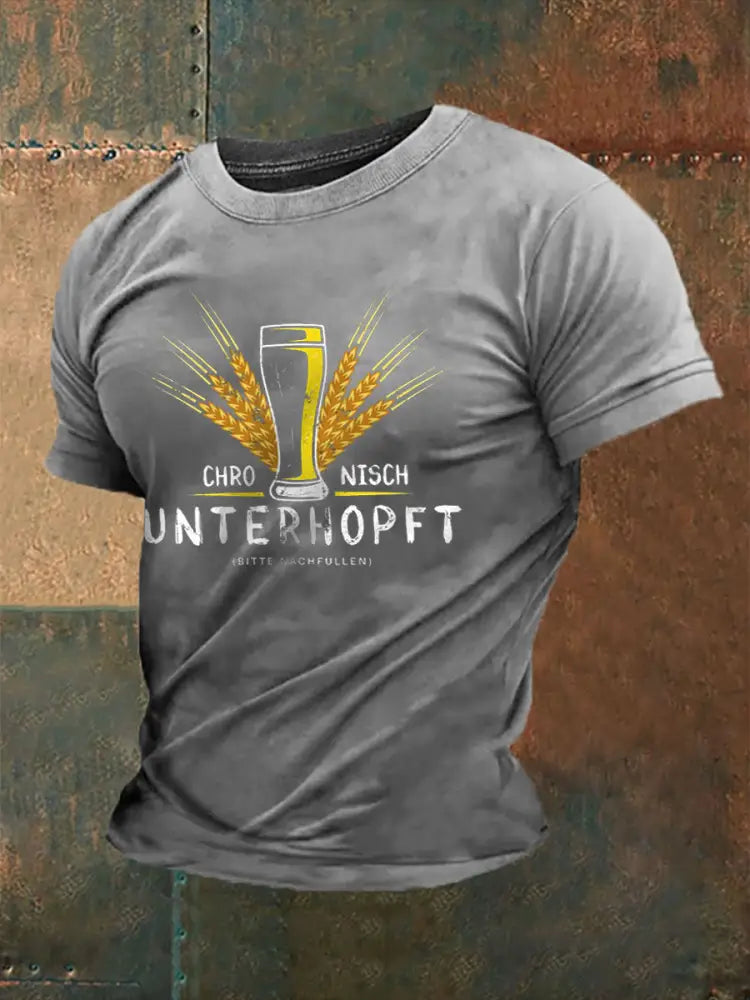 Unterhopft-bedrucktes Kurzarm-T-Shirt für Männer Grau / S