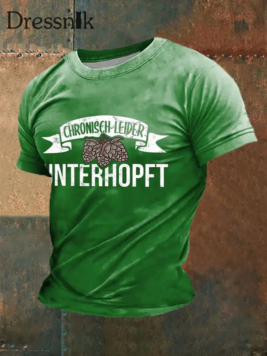 Unterhopft-bedrucktes Kurzarm-T-Shirt für Männer Grün / S