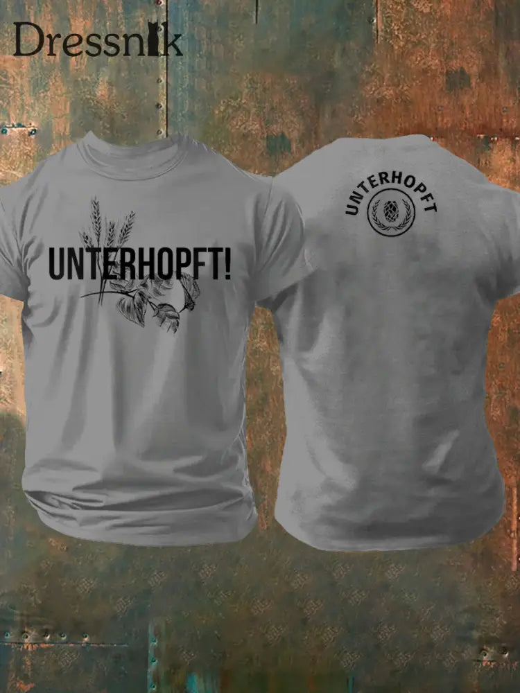 Unterhopft-bedrucktes Kurzarm-T-Shirt für Männer Hellgrau / S