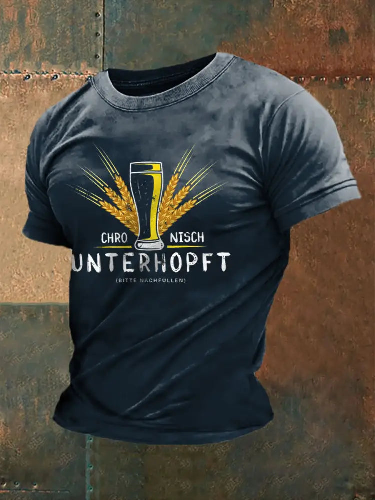 Unterhopft-bedrucktes Kurzarm-T-Shirt für Männer Marineblau / S