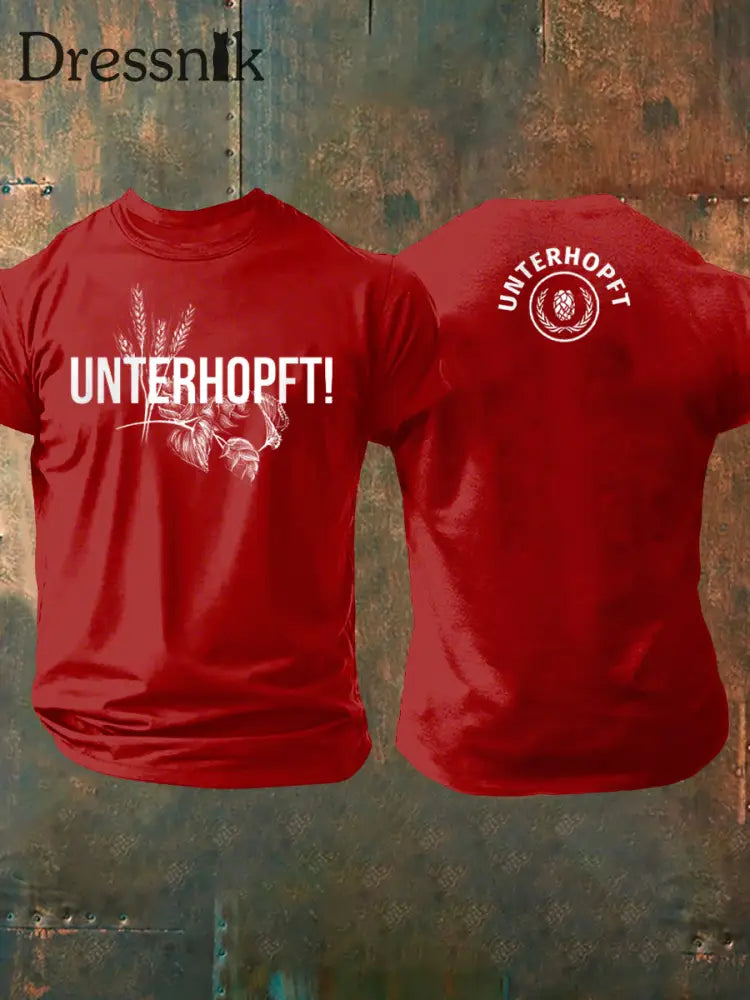 Unterhopft-bedrucktes Kurzarm-T-Shirt für Männer Reines Rot / S