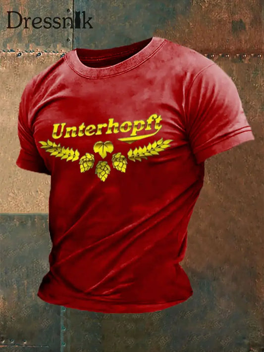 Unterhopft-bedrucktes Kurzarm-T-Shirt für Männer Rot / S