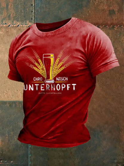 Unterhopft-bedrucktes Kurzarm-T-Shirt für Männer Rot / S