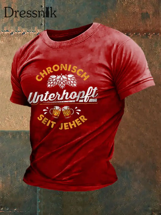 Unterhopft-bedrucktes Kurzarm-T-Shirt für Männer Rot / S