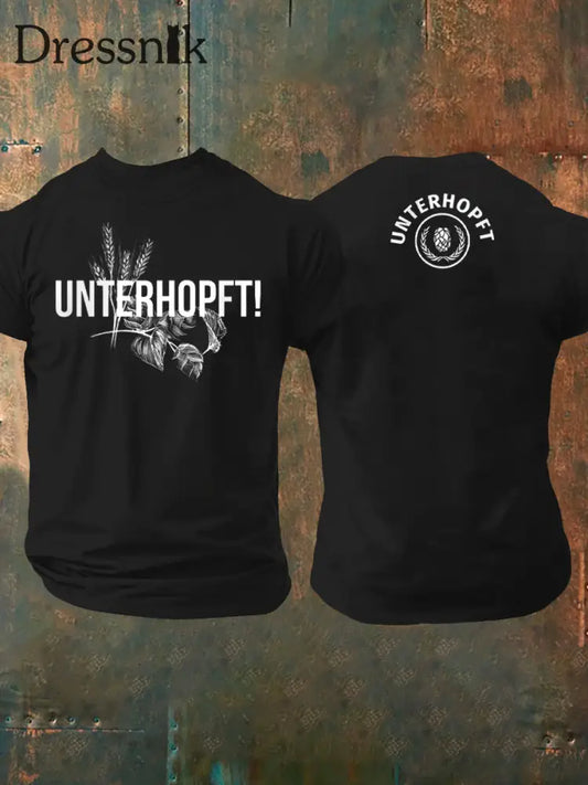 Unterhopft-bedrucktes Kurzarm-T-Shirt für Männer Schwarz / S