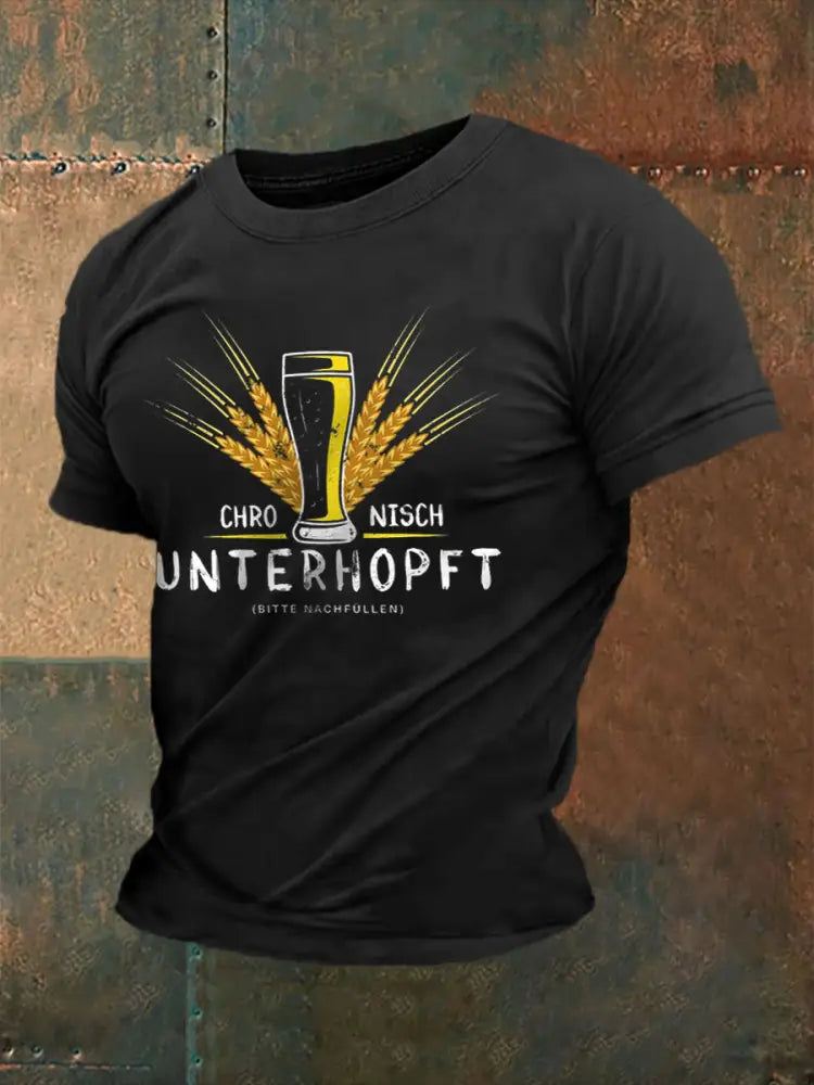 Unterhopft-bedrucktes Kurzarm-T-Shirt für Männer Schwarz / S