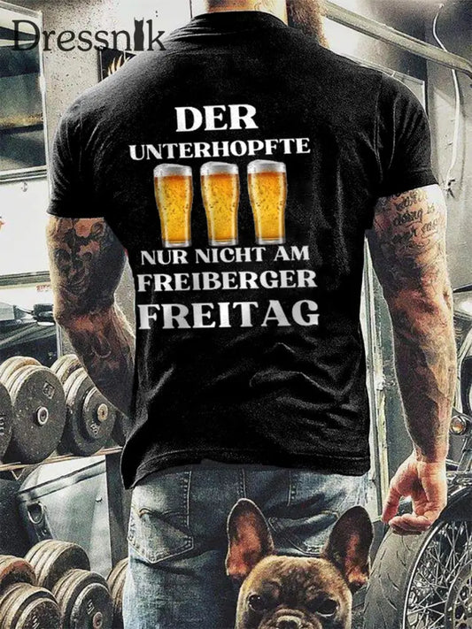 Unterhopft-bedrucktes Kurzarm-T-Shirt für Männer Schwarz / S