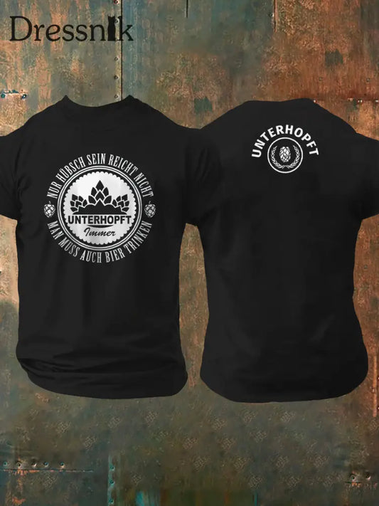 Unterhopft-bedrucktes Kurzarm-T-Shirt für Männer Schwarz / S