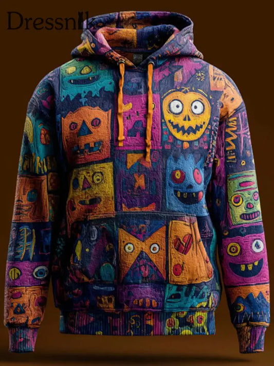 Vintage Halloween Kürbis Druck Kunst Casual Hoodie als bild / S