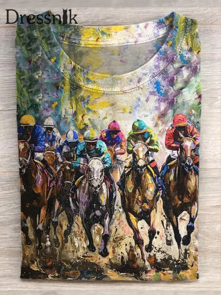 Vintage Kentucky Derby Kunstdruck lässig T-Shirt als bild / S