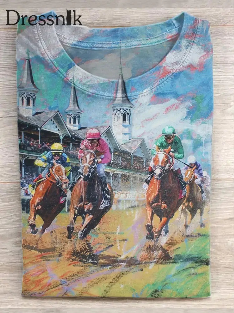 Vintage Kentucky Derby Kunstdruck lässig T-Shirt als bild / S