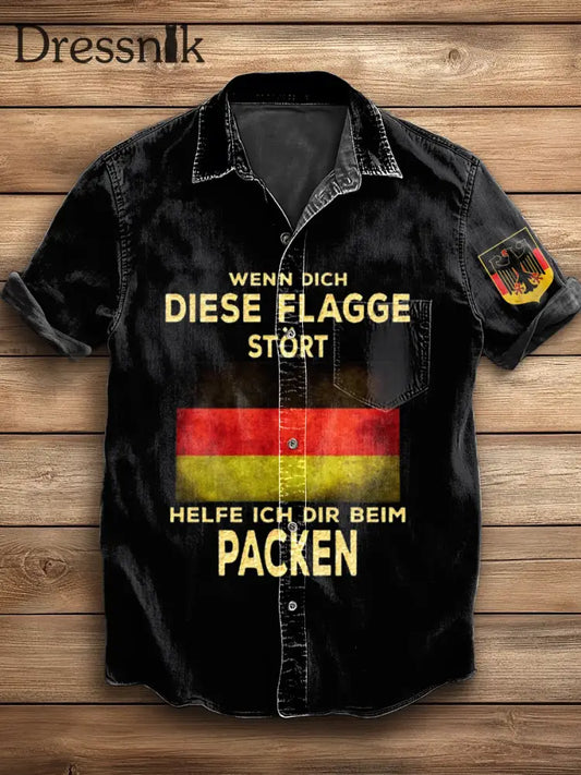 Vintage Kunstdruck Wenn diese Flagge Sie stört packe ich Ihre Taschen lässig Herren hemd A / S
