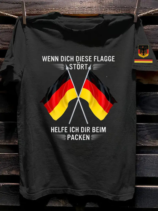 Vintage Kunstdruck Wenn diese Flagge Sie stört packe ich Ihre Taschen lässig Herren T-Shirt A / S