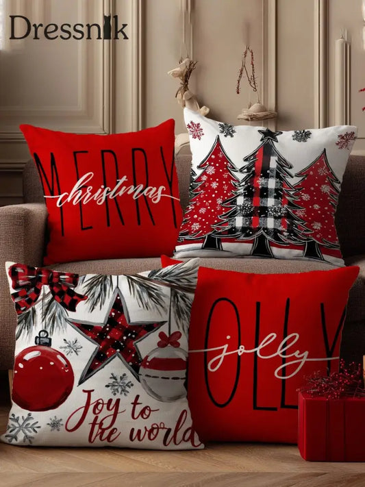 Vintage Weihnachts kunstdruck Kissen bezüge 4 Stück Kissen einzüge nicht enthalten A / 45CM