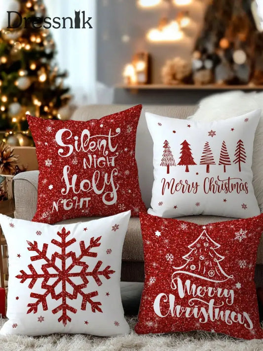 Vintage Weihnachts kunstdruck Kissen bezüge 4 Stück Kissen einzüge nicht enthalten A / 45CM