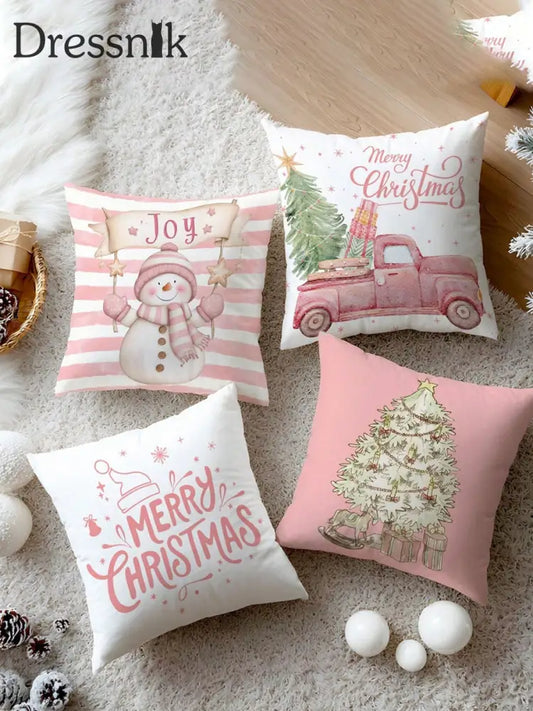 Vintage Weihnachts kunstdruck Kissen bezüge 4 Stück Kissen einzüge nicht enthalten A / 45CM