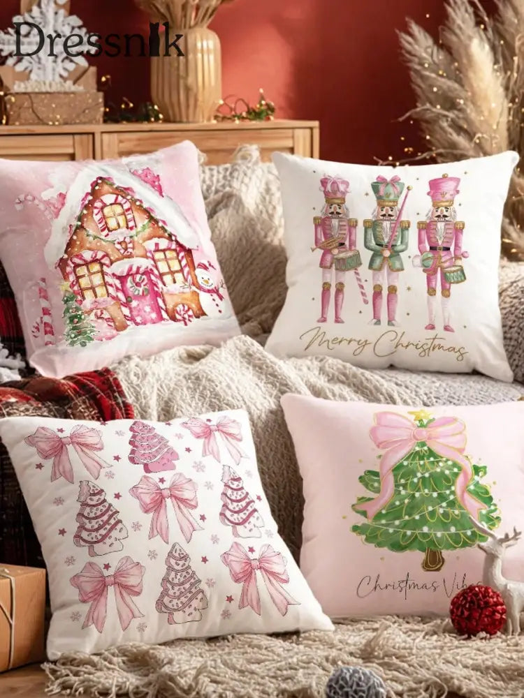 Vintage Weihnachts kunstdruck Kissen bezüge 4 Stück Kissen einzüge nicht enthalten A / 45CM