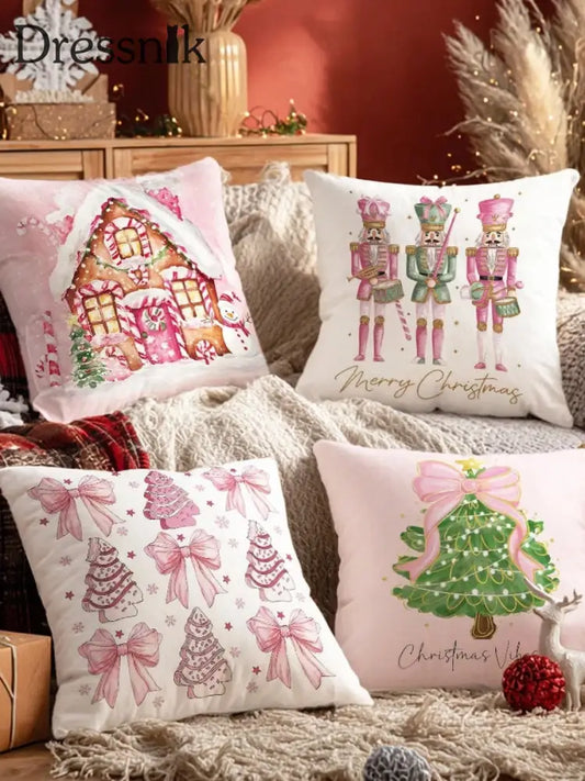 Vintage Weihnachts kunstdruck Kissen bezüge 4 Stück Kissen einzüge nicht enthalten A / 45CM