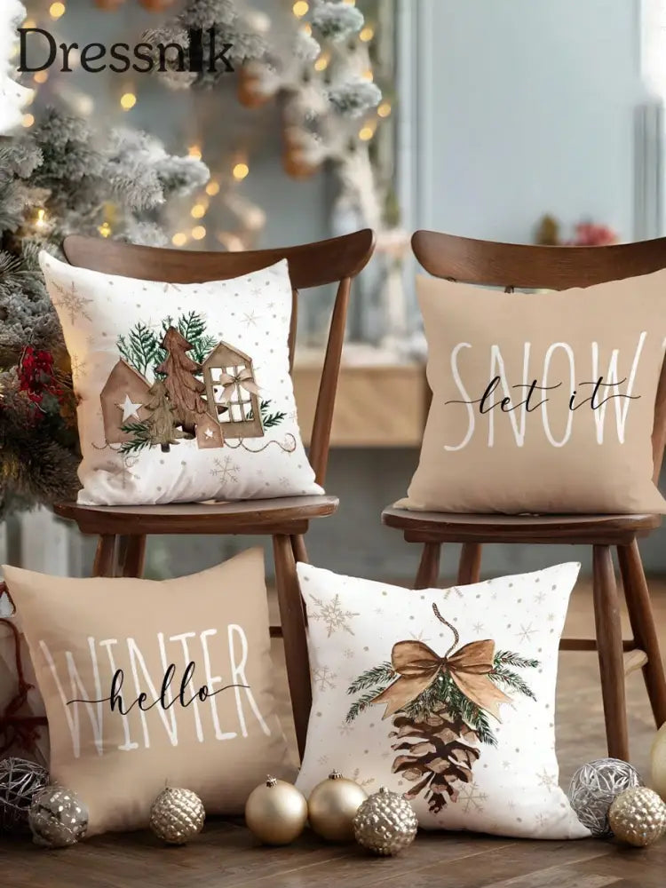 Vintage Weihnachts kunstdruck Kissen bezüge 4 Stück Kissen einzüge nicht enthalten A / 45CM