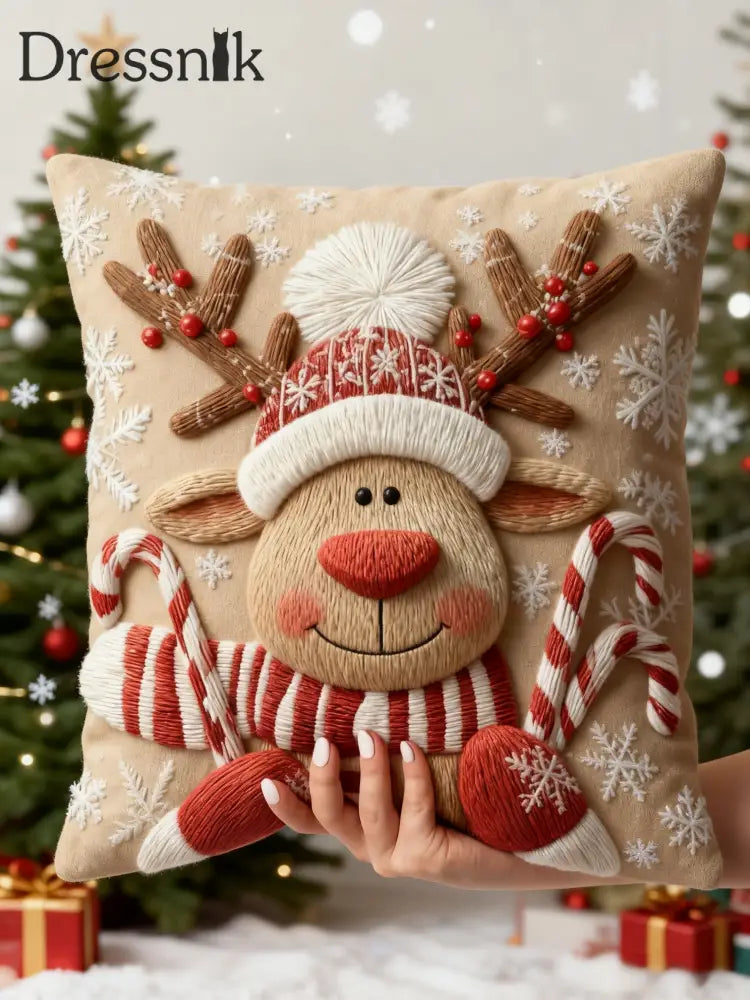 Vintage Weihnachts rentier Heim dekor Kissen Khaki / EINS