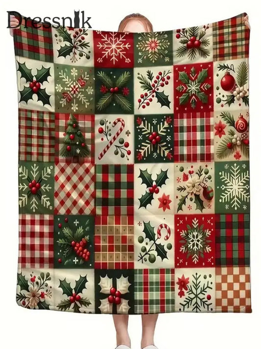 Vintage Weihnachtsbaum-Heim dekor Flanell decke Rot / EINS