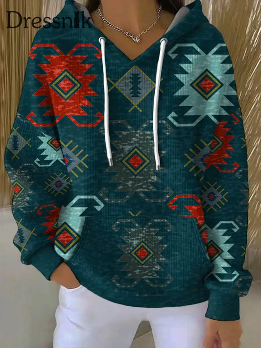 Vintage Western Azteken Kapuzen pullover für Damen als bild / S