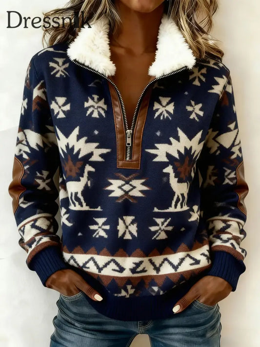 Vintage Western bedruckter Casual Composite Fleece Hoodie für Damen als bild / S