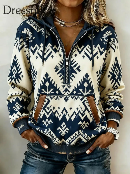 Vintage Western bedruckter Casual Hoodie für Damen als bild / S